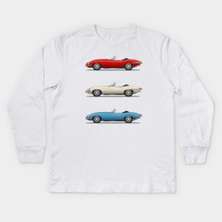 Jaguar E Type Roadster Red White And Blue Kids Long Sleeve T-Shirt